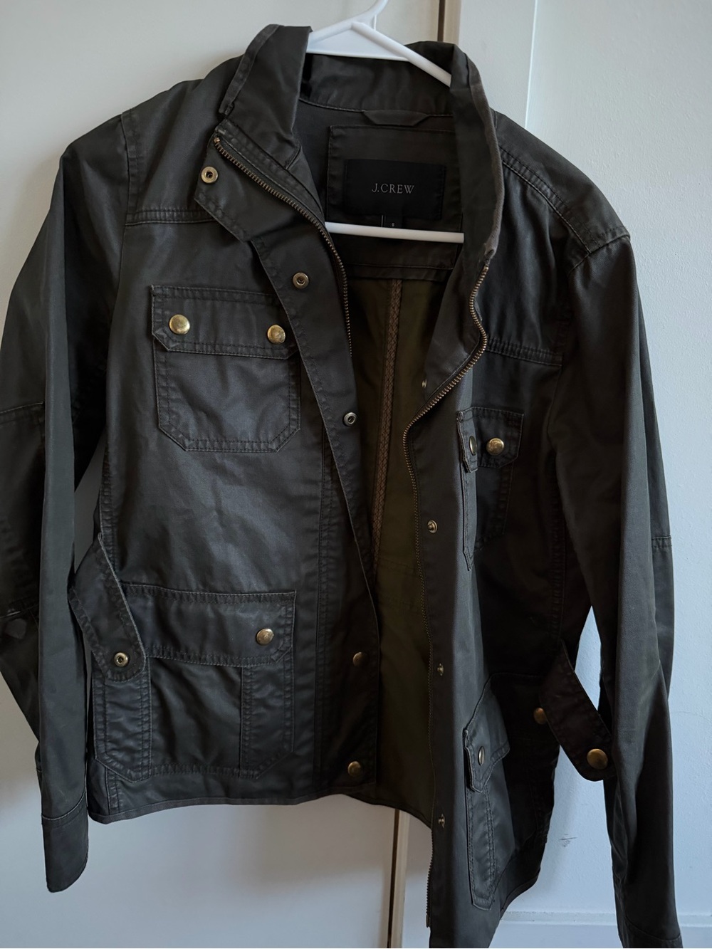 J. Crew Olive Utility Field Jacket with Brass Hardware